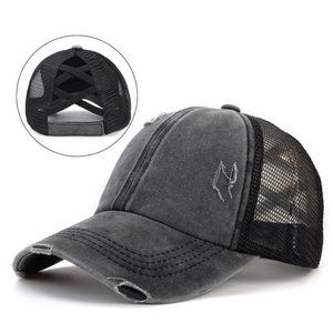 100% Cotton Vintage Women's Ponytail Baseball Cap | Adjustable Multi-Level Criss